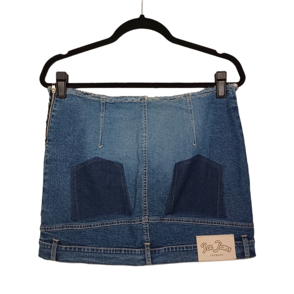 ICEBERG ICE JEANS "Upside Down" Reverse Jean Unique Denim Skirt 29 - Picture 2 of 8